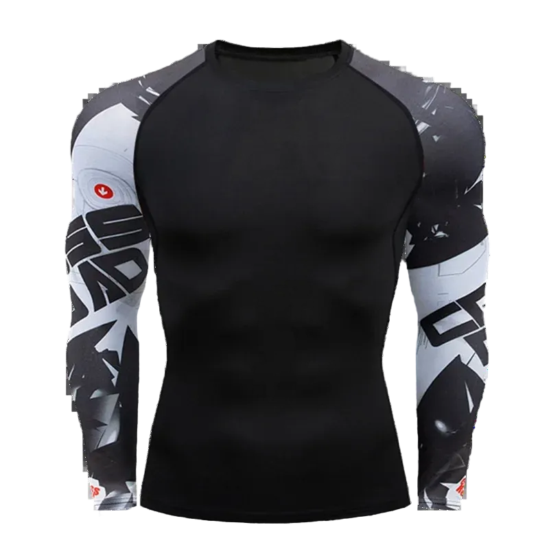 T-shirt de compression Manches tatouées manches tribales blanches – BatFit