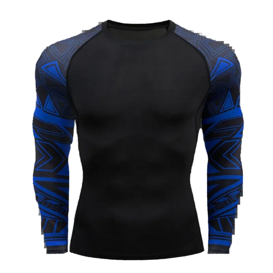 T-shirt de compression Manches tatouées manches bleues – BatFit