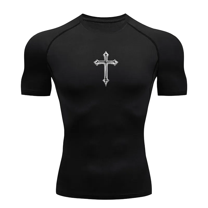 T-shirt de compression Croix noir – BatFit
