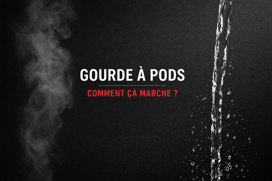 Schéma explicatif du fonctionnement d’une gourde à pods aromatisés avec flux d’air et d’eau