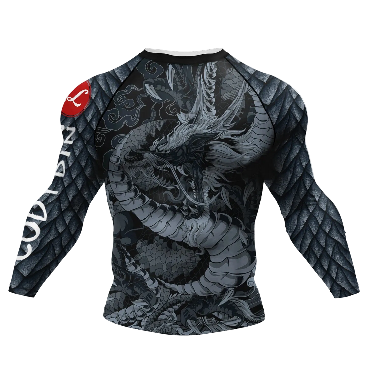 T-shirt de compression Tatouage japonais dragon gris – BatFit