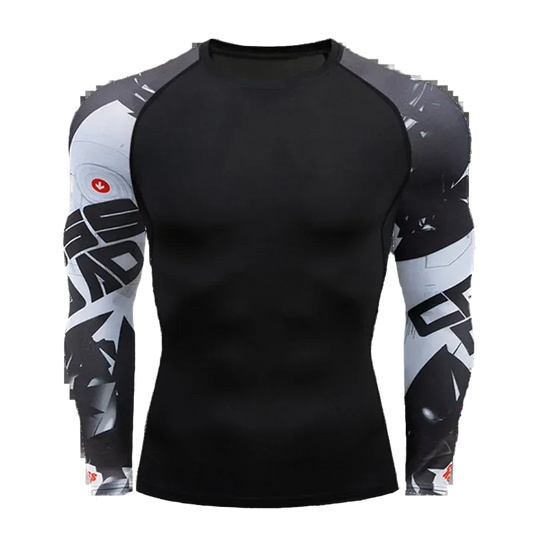 T-shirt de compression Manches tatouées manches tribales blanches – BatFit