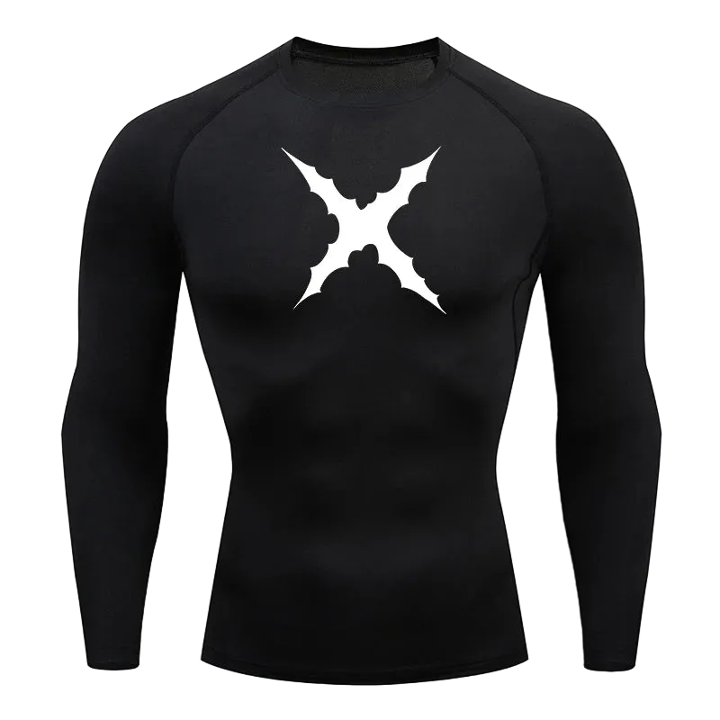 T-shirt de compression Cicatrice noir manches longues – BatFit
