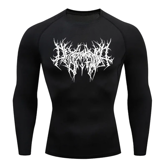 T-shirt de compression Lettrage gothique noir manches longues – BatFit