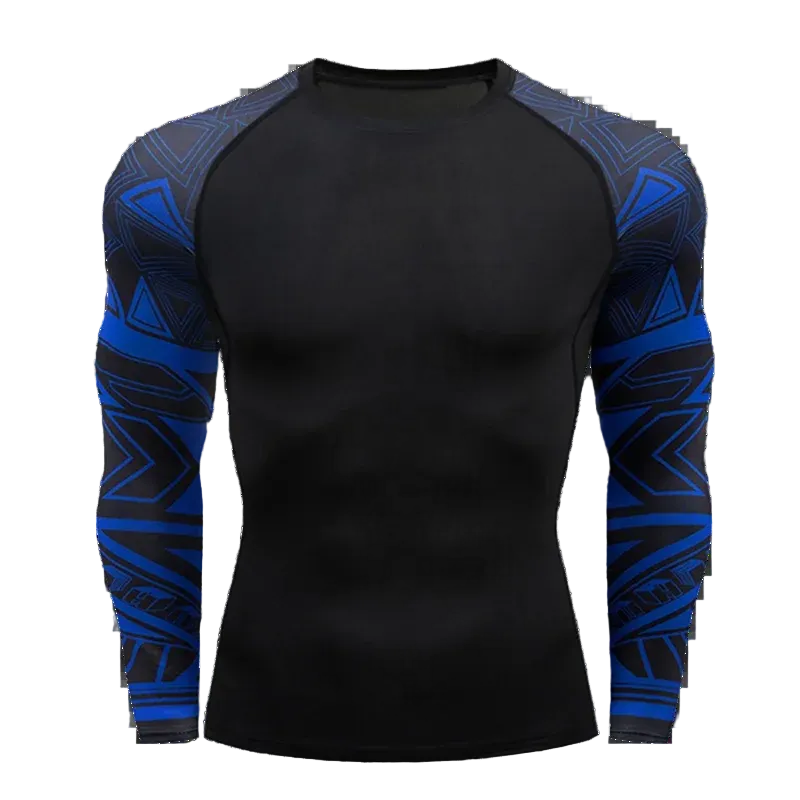 T-shirt de compression Manches tatouées manches bleues – BatFit