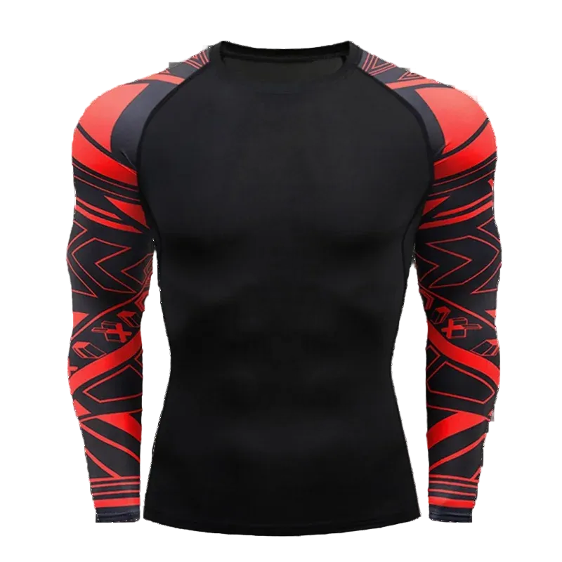 T-shirt de compression Manches tatouées manches rouges – BatFit