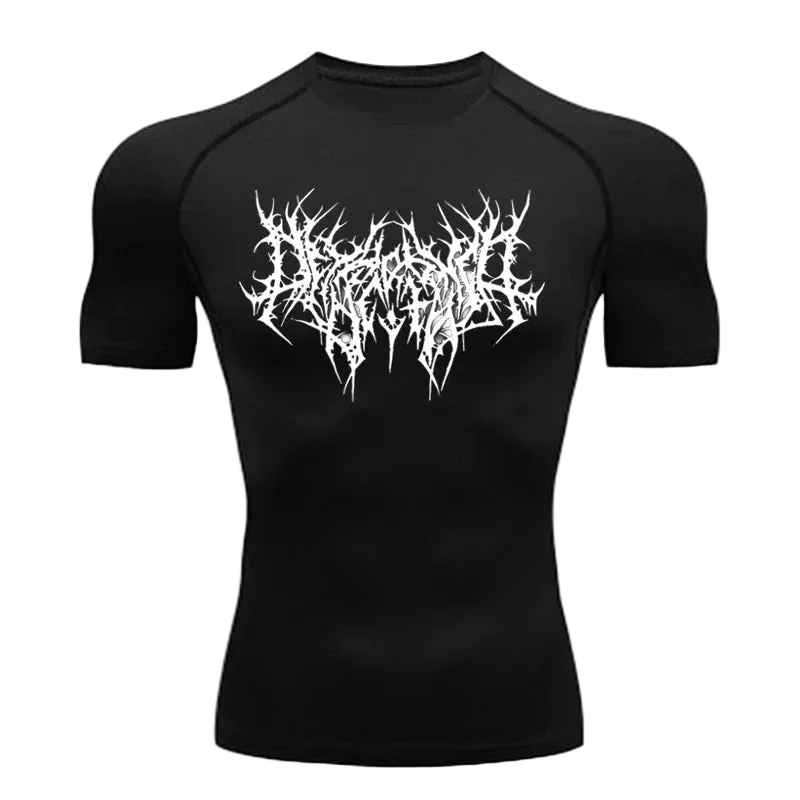 T-shirt de compression Lettrage gothique noir – BatFit
