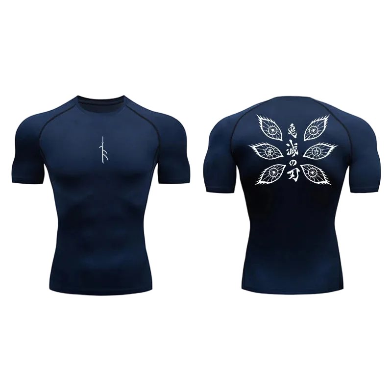 T-shirt de compression Emblème bleu marine – BatFit